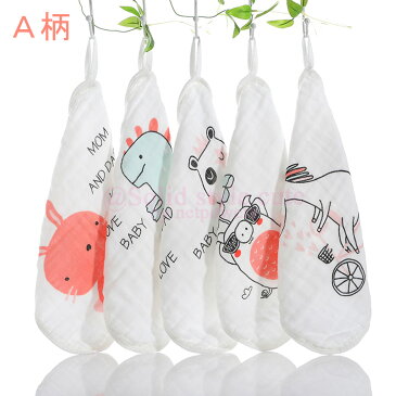 ガーゼ ループタオル 5枚セット ループ付きタオル 6重 紐付き キッズ 子供 ベビー 幼稚園 保育園 小学生 お手拭きタオル ウォッシュタオル