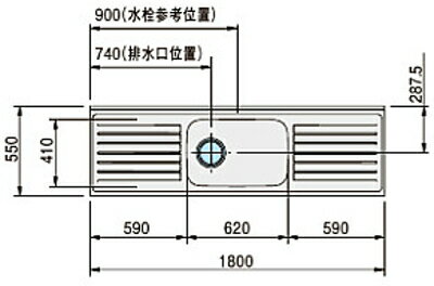 クリナップ クリンプレティ 流し台 間口1800mm 奥行550mm 高さ800mm 180MF cleanup