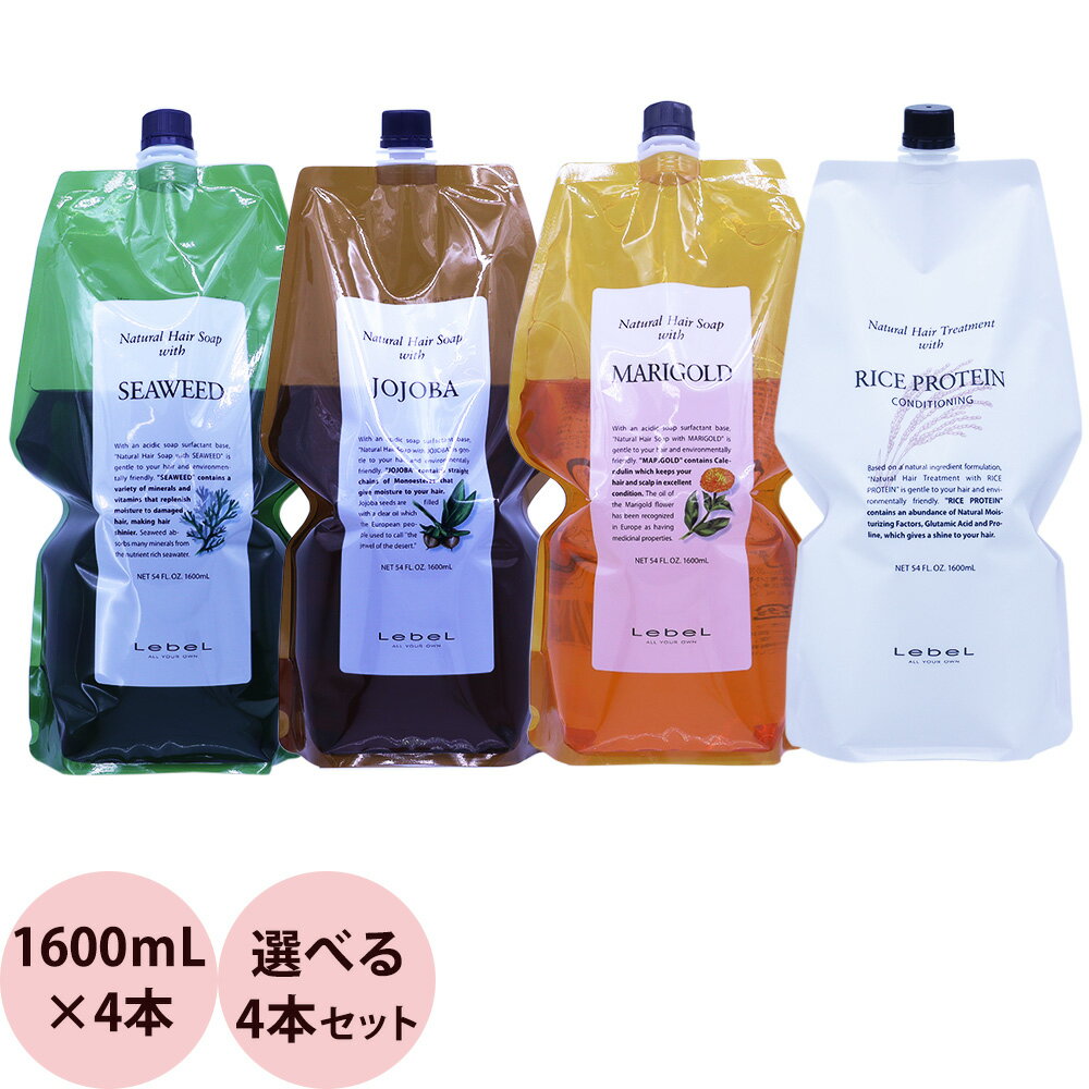 ルベル ナチュラルヘア ソープ ＆ トリートメント 詰め替え 4本セット 1600mL×4本 [ ヘアケア 業務用 美容師 サロン…