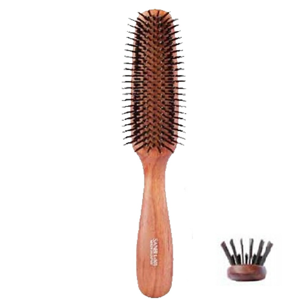 Brushes, Combs - [ ヘアブラシ 豚毛 ] サンビー ヘアブラシ L-301 ブラッシング ナイロン ツヤ 髪 天然木 美容室 美容師 サロン仕様 SANBI サンビー工業