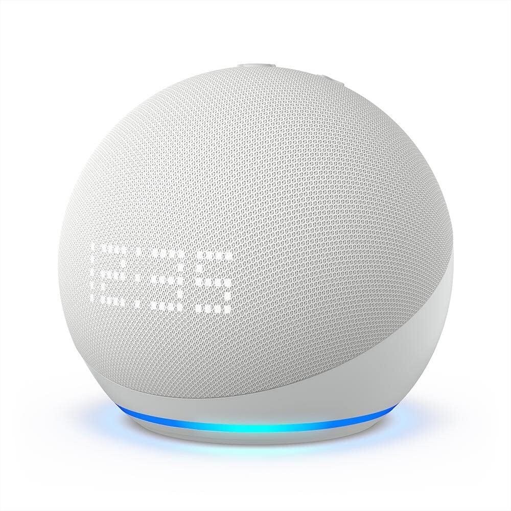 【New】Echo Dot with clock エコードットウィズクロック 第5世代 時計付きスマートスピーカー with Alexa グレーシャーホワイト 送料無料