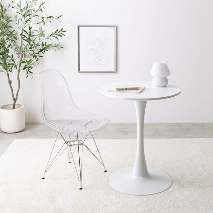 カフェテーブルセット 丸 60cm 一人暮らし 白 おしゃれ 丸テーブル イームズチェア 2点セット ダイニングテーブル 1本脚 ダイニングチェア ホワイト 人気