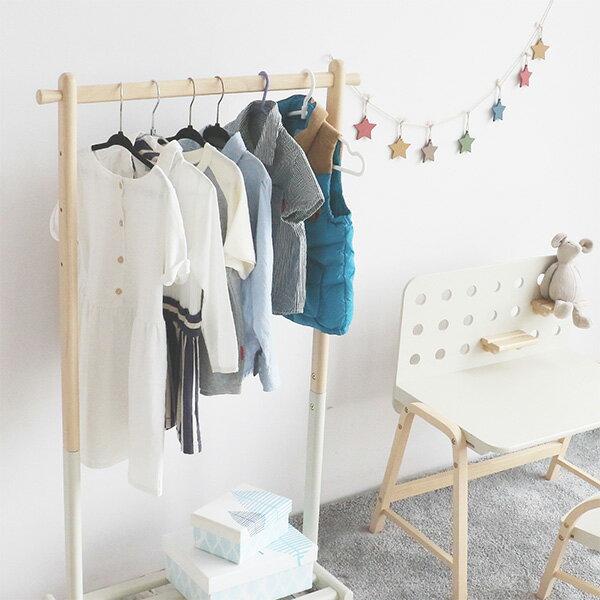 ハンガーラック 子供 棚付き キャスター付き 北欧 おしゃれ コート掛け 玄関 コートハンガーラック 木..