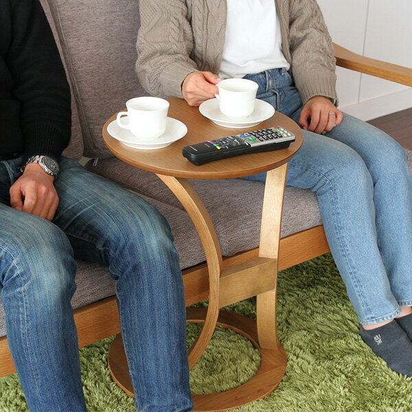 サイドテーブル おしゃれ 北欧 ソファテーブル ナイトテーブル 木製 丸 円形 C型 高さ56 ミニテーブル ベッドサイドテーブル 5色展開のサムネイル