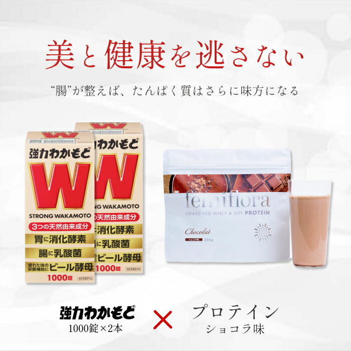 腸活特別セット(プロテイン｢ショコラ味｣)強力わかもと1000錠×2個+プロテイン｢ショコラ味｣【わかもと製..