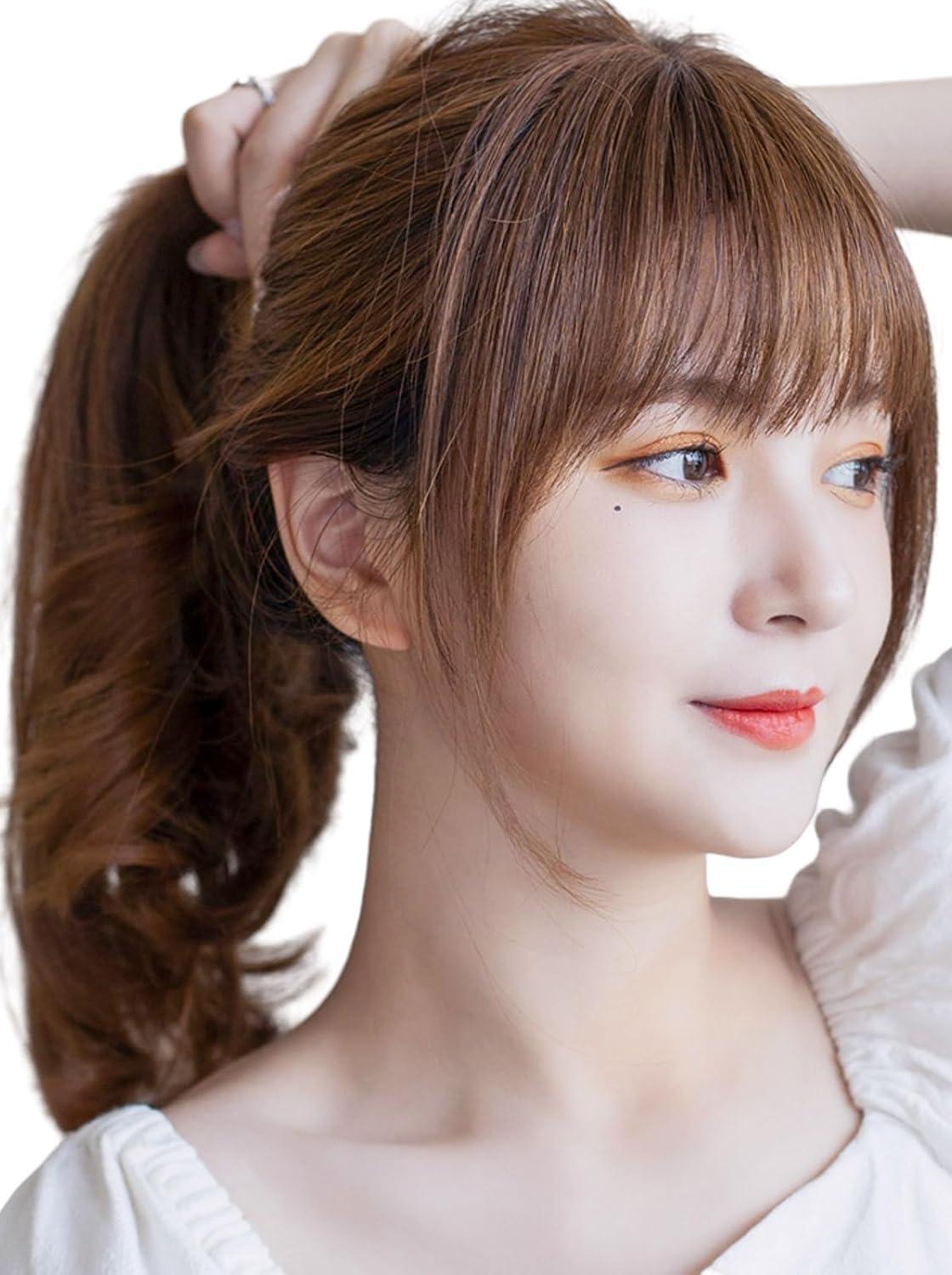 ＼先行セール 最大50％セール／前髪ウィッグ 部分ウィッグ前髪だけ ワンタッチエクステ頭頂部 付け毛 白髪隠し 増毛 女性用 薄型 ライトブラウン