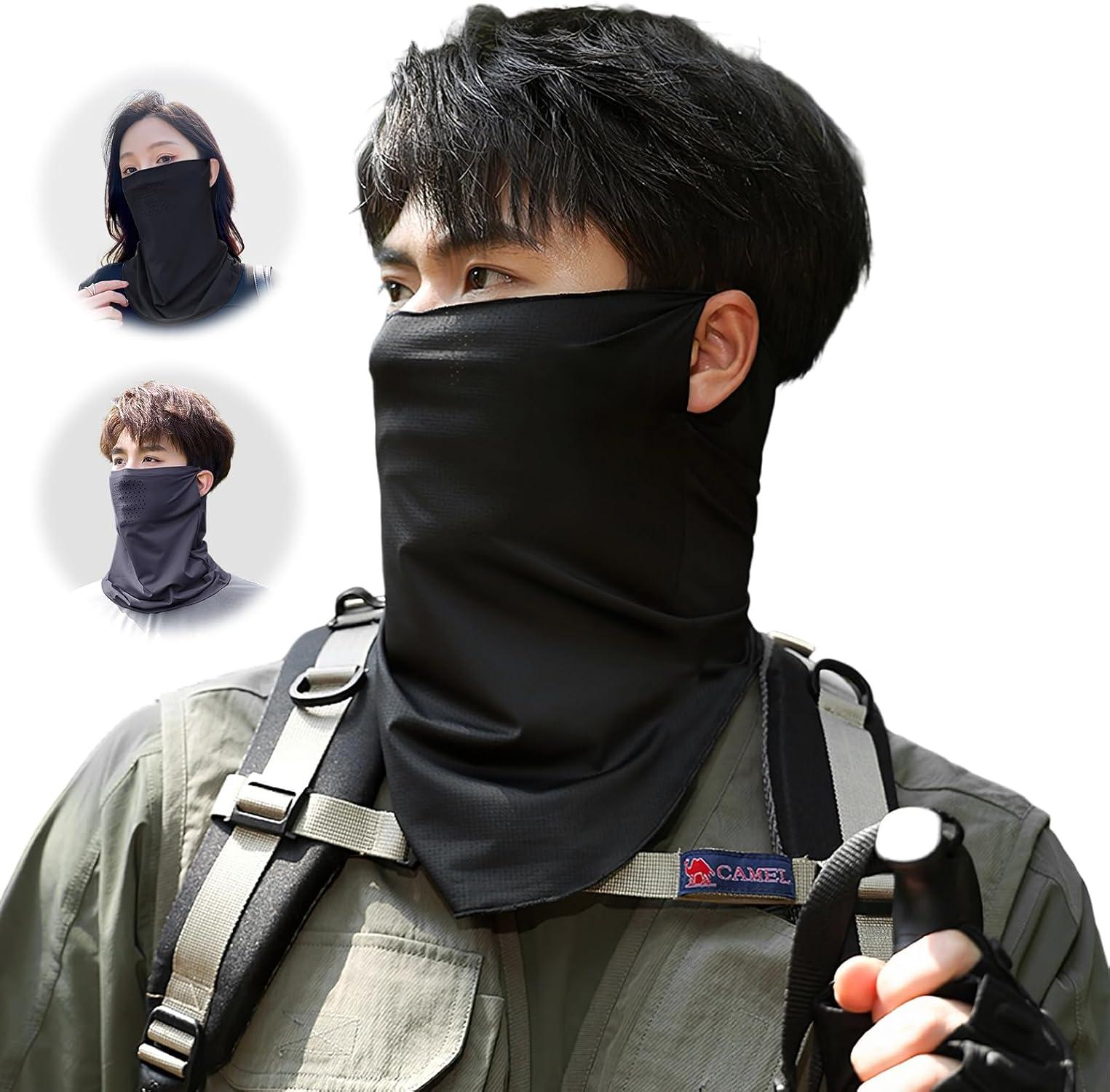 フェイスカバー【-6℃冷感技術・UV カット率 99%・UPF50+認定】 日焼けマスク 吸汗速乾 顔 日焼け防止 メッシュで通気性良好 耳掛け 紫外線面罩 サイクリング 登山などのアウトドアスポーツや日常の通勤にも適しのサムネイル