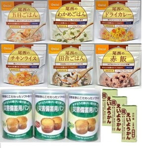 【5年保存】 安心の非常食3日分セットA　尾西のごはん＆パンの缶詰＆えいようかん