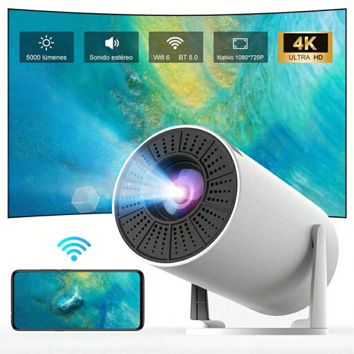 4K/1080P対応 ミニプロジェクター ポータブルプロジェクター WiFi6 BT 5.0 Android 11 自動水平補正機能付きスマート プロジェクター 180°回転 モバイル対応 屋外映画プロジェクター(ホワイト) 米国プラグ 4K/1080P対応 ミニプロジェクター ポータブルプロジェクター WiFi6 BT 5.0 Android 11 自動水平補正機能付きスマート プロジェクター 180°回転 モバイル対応 屋外映画プロジェクター(ホワイト) 米国プラグ