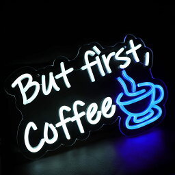 【GW期間★10倍UP！】But First Coffee ネオンサイン コーヒーバー パブ装飾 レストランリビングルーム カフェのLEDライト USB（65cm*48cm）