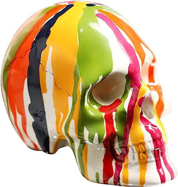 【クーポンあり！】頭蓋骨モデル、人間のアバター像、水移す樹脂工芸品、水滴カラースカルバーコーヒーショップの装飾 14x9x10.5cm 0.3kg