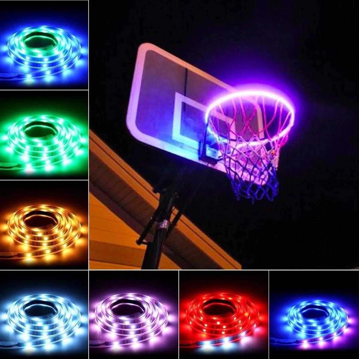 【クーポンあり 】バスケットボールフープライト 七色 電池式 オシャレ 誘導カラーチェンジ 防水