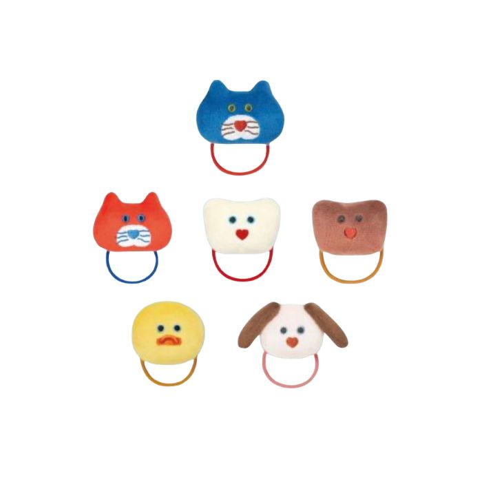 mojojojo　マスコット付きヘアゴム 全6種　約5cmNicky（ブルー）Naughty（レッド）Cherry on top（ホワイト）Chocolate（ブラウン）You never know（イエロー）Betty（ピンク）