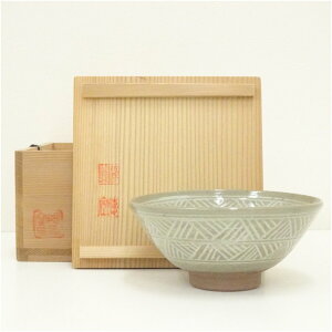 【中古】【茶道具】阿漕焼 三島手福字茶碗(共箱)茶道 抹茶 おしゃれ 抹茶茶碗 抹茶碗 和食器 レトロ 茶器 骨董 茶わん 茶会 茶の湯 5月 春