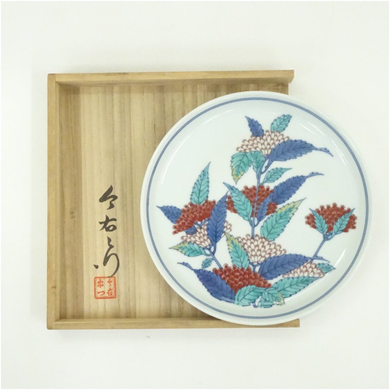 【中古】【陶芸・陶器】有田焼　十二代　今泉今右衛門造　色鍋島藤袴絵額皿（共箱）絵画 おしゃれ アー..