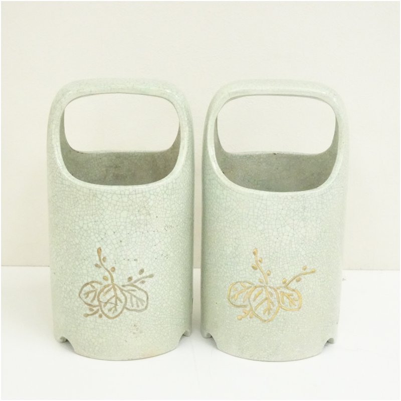 【中古】【陶芸・陶器】吉向焼 吉向十三軒造 貫入釉桐紋手焙火鉢一双(共箱)火桶 茶道 茶道具 おしゃれ アンティーク インテリア 骨董 レトロ 手あぶり 茶器 抹茶 tuot [2]