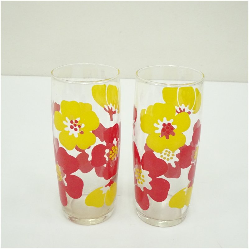 Rakuten - 【中古】【ガラス】昭和レトロ　グラス2客 食器 おしゃれ かわいい コップ お酒 アンティーク カフェ 居酒屋 来客 普段使い レトロ 上品