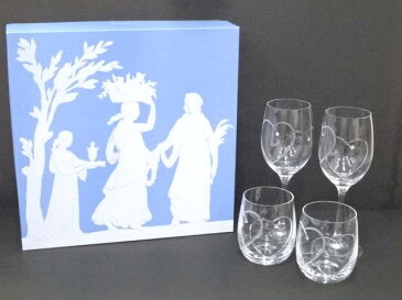 【ガラス】WEDGWOOD　ウェッジウッド　ロックグラス・ワイングラス　ペアセット【送料無料】【中古】