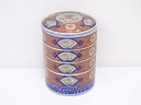 【中古】【陶芸・陶器】明治期 古伊万里 錦手唐草紋四段丸重【送料無料】食器 おしゃれ かわいい お重箱 お弁当箱 おせち 上品 ボックス 料理 レトロ アンティ...