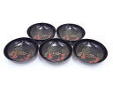 【中古】【漆器】彩漆小皿5客【送料無料】食器 器 おしゃれ かわいい 骨董 取り皿 醤油皿 料理 アンティーク インテリア レトロ 雑貨