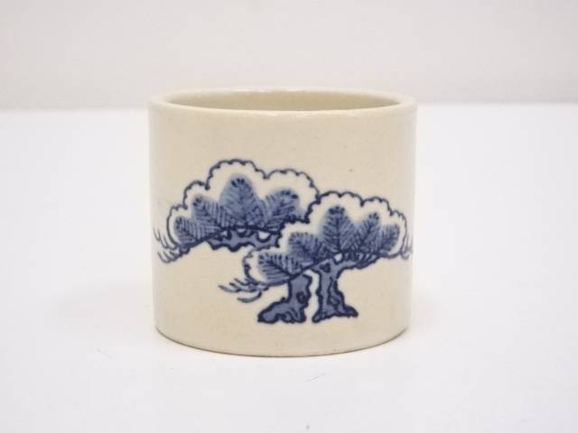 【中古】【茶道具】京焼　浅見勝也造　染付老松蓋置【送料無料】蓋置き 茶道 道具 茶道具 おしゃれ ふたおき 茶器 抹茶 骨董 お茶 台 茶会 茶席 茶事 茶の湯