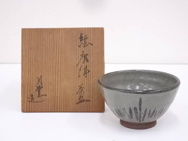 【中古】【茶道具】月堂造　絵唐津茶碗【送料無料】茶道 抹茶 おしゃれ 抹茶茶碗 抹茶碗 和食器 レトロ 茶器 骨董 茶わん 茶会 茶の湯