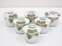 【中古】【陶芸・陶器】景山造 椿文蓋付湯呑6客【送料無料】湯飲み 湯呑み 湯のみ おしゃれ かわいい 茶道具 茶器 来客 お茶 旅館 和風 雑貨 レトロ 食器