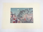 【中古】【書画】井上安治　「新吉原夜桜之景」　印刷複製画【送料無料】[中古 絵画 おしゃれ アート 芸術 年中掛け インテリア 床の間 リビング 玄関 寝室 和室 洋室 卯月 4月 春]