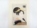 【中古】【書画】喜多川歌麿　高名美人六家撰　辰巳路考　手刷浮世絵木版画【送料無料】[中古 浮世絵 絵画 おしゃれ アート 芸術 年中掛け インテリア 床の間 リビング 玄関 寝室 和室 茶室]