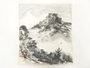 【中古】【書画】錦艸造 「水墨山水」図 色紙【送料無料】おしゃれ かわいい 飾る 飾り アート 芸術 インテリア 床の間 リビング 玄関 寝室 和室