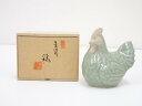 【中古】【陶芸・陶器】三田焼 青瓷鶏置物(箱付)【送料無料】おしゃれ かわいい インテリア 置き物 オブジェ アンティーク フィギュア 飾り 雑貨 骨董 jto...
