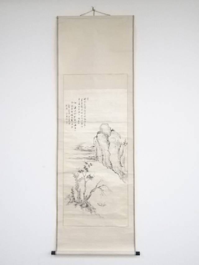 【中古】【タイムセール30%オフ】【書画】己酉（1849）年　貫名菘翁筆　臨伊孚九山水　肉筆絖本掛軸（保護箱）【送料無料】[中古 掛け軸 床の間 書 おしゃれ 絵画 表具 アート 芸術 茶道 年中掛け インテリア 茶掛 寝室 和室 茶室]