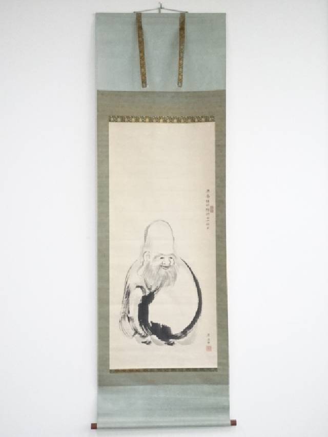 【中古】【サマーセール35%オフ】【書画】原在中筆　寿老人図（維明周奎宛為書有）　肉筆紙本掛軸（保護箱）【送料無料】掛け軸 床の間 書 おしゃれ 絵画 表具 芸術 茶道 年中掛け インテリア 茶掛 掛物 和室 1月 冬