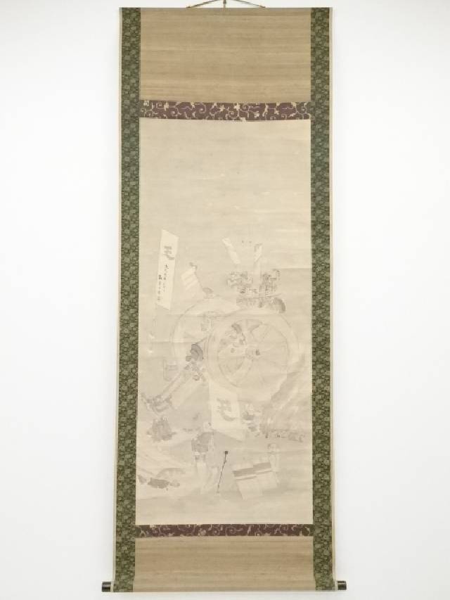 【中古】【書画】文久元年（1861年）　川崎千虎筆　大砲図　肉筆紙本掛軸（箱付）【送料無料】[中古 掛け軸 床の間 書 おしゃれ 絵画 表具 アート 芸術 茶道 年中掛け インテリア 茶掛 寝室 和室 茶室]