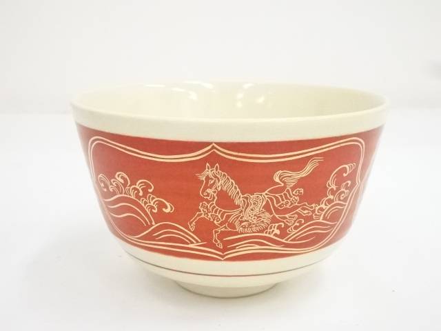 【中古】【茶道具】加藤昌山造　金襴手馬茶碗【送料無料】茶道 抹茶 おしゃれ 抹茶茶碗 抹茶碗 和食器 レトロ 茶器 骨董 茶わん 茶会 茶の湯 2月 冬