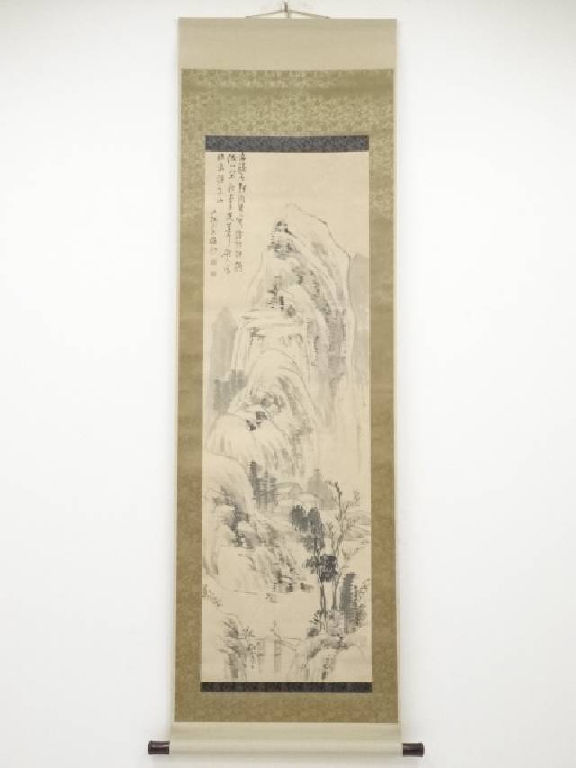 【中古】【タイムセール35%オフ】【書画】頼山陽筆　山水画賛　肉筆紙本掛軸（菅原裕箱書）【送料無料】掛け軸 床の間 書 おしゃれ 絵画 表具 芸術 茶道 年中掛け インテリア 茶掛 掛物 和室