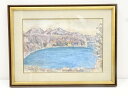 【中古】【タイムセール55%オフ】【アンティーク】絵画 小林和作筆 湖 紙に水彩 肉筆額装【送料無料】絵画 書 おしゃれ アート 芸術 年中掛け インテリア 床...