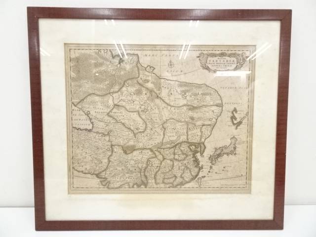 【中古】【アンティーク】絵画　18～19世紀頃　東アジア地図　銅版画　額装【送料無料】[中古 絵画 書 ..