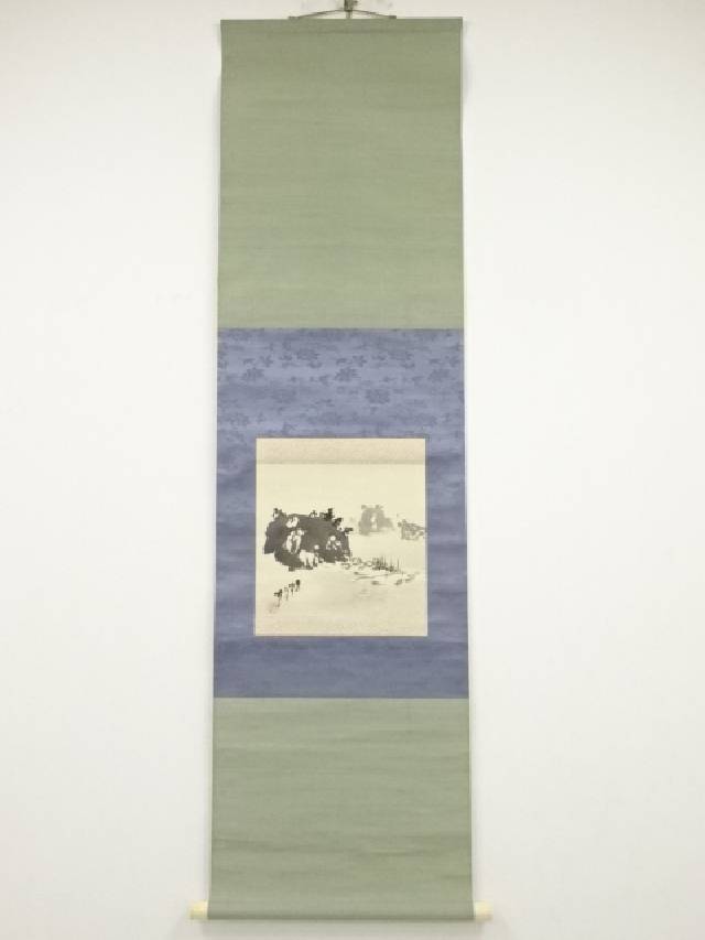 【中古】【スーパーSALE55%オフ】【書画】大正戊午（1918年）　山下竹斎筆　連嶋　肉筆絹本掛軸（共箱）【送料無料】◎掛け軸 床の間 書 おしゃれ 絵画 表具 芸術 茶道 年中掛け インテリア 茶掛 掛物 和室