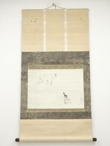 【中古】【書画】1863年　高畠式部筆　人物画賛　肉筆紙本掛軸【送料無料】[中古 掛け軸 床の間 書 おしゃれ 絵画 表具 アート 芸術 茶道 年中掛け インテリア 茶掛 寝室 和室 茶室]