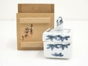 【中古】【茶道具】京焼 高野昭阿弥造 染付有馬筆香合(共箱)【送料無料】茶道具 茶道 香道 香道具 おしゃれ かわいい アンティーク インテリア 骨董 茶器 お...