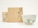 【中古】【茶道具】膳所焼 岩崎新定造 色絵童子凧あげ茶碗(共箱)【送料無料】茶道 抹茶 おしゃれ 抹茶茶碗 抹茶碗 和食器 レトロ 茶器 骨董 茶わん 茶会 茶...