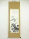 【中古】【書画】青雲筆 水墨山水 肉筆紙本掛軸【送料無料】掛け軸 床の間 書 おしゃれ 絵画 表具 芸術 茶道 年中掛け インテリア 茶掛 掛物 和室