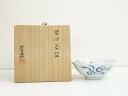 【中古】【茶道具】京焼 河合誓徳造 染付茶碗(共箱)【送料無料】茶道 抹茶 おしゃれ 抹茶茶碗 抹茶碗 和食器 レトロ 茶器 骨董 茶わん 茶会 茶の湯