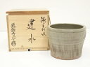 【中古】【茶道具】京焼　勝龍寺窯造　縄簾建水（共箱）【送料無料】[中古 茶道具 茶道 おしゃれ 道具 けんすい こぼし 茶器 お茶 抹茶 骨董 茶会 茶席 茶事 茶の湯]