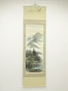 【中古】【書画】翠香筆 山水 肉筆絹本掛軸【送料無料】掛け軸 床の間 書 おしゃれ 絵画 表具 芸術 茶道 年中掛け インテリア 茶掛 掛物 和室