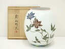 【中古】【ゴールデンウィークセール55%オフ】【茶道具】影山明志造 色絵鉄線紋面取壷(共箱)【送料無料】壺 おしゃれ つぼ インテリア アンティーク 骨董 容器...