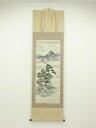 【中古】【GWセール55%オフ】【書画】平野雪洲筆　彩色山水　肉筆絹本掛軸（共箱）【送料無料】