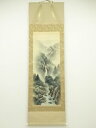 【中古】【タイムセール60%オフ】【書画】抱雲筆 彩色山水 肉筆絹本掛軸(共箱)【送料無料】掛け軸 床の間 書 おしゃれ 絵画 表具 芸術 茶道 年中掛け イン...