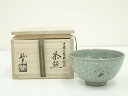 【中古】【タイムセール55%オフ】【茶道具】京焼 妙見窯造 青磁逆象嵌桜絵茶碗(共箱)【送料無料】茶道 抹茶 おしゃれ 抹茶茶碗 抹茶碗 和食器 レトロ 茶器 ...